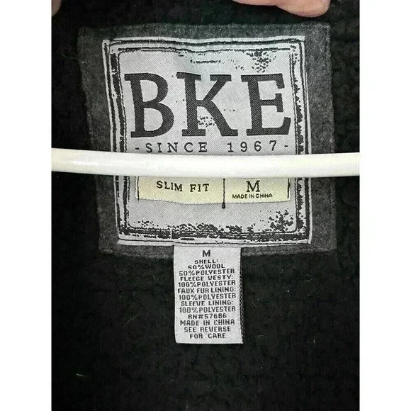 Men’s Wool Blend BKE Grey Pea Coat Slim Fit Medium W/Removable Hood. Heavy, Warm - Picture 12 of 16